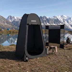 Pop Up Privacy Tent with Mesh Bottom Portable Camping Shower & Changing Tent, Outdoor Dressing Room, Toilet Stall & Privacy Shelter for Beach, RV, Tailgating & Travel, Black, 6.2' x 3.3'