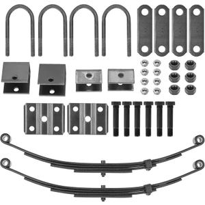 Single Trailer Leaf Spring 4 Leaf Double Eye 1750 lbs Cap for 3500 lbs Axle Suspension, Hanger & U-Bolt kit 25-1/4" Length fits for SW4B, Round Trailer Axles- Set 2