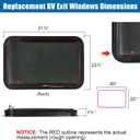 RV Exit Window, 30" W x 22" H Tinted RV Window with Net Screen and Trim Ring, Suitable for 1-1/2" or 2" Walls, DOT Approved