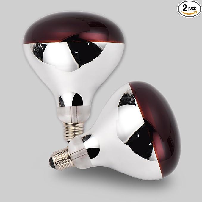 250 Watts Red Heat Lamp Bulbs, Explosion Proof Glass, 2 Pack
Incandescent R40 Reflector Infrared Lamp Light Bulb, E26,For Reptiles,Turtles, Pets, Calves & Lambs, Chicks and Light Therapy