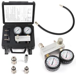 Cylinder Leak Down Tester Kit, Dual-Gauge 0-100PSI/700kPa CLD200M Cylinder Gas Leakage Detector 10-18mm Spark Plugs Gas Engine Diagnostic Tool, Black