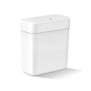 MOPALL Small Bathroom Trash Can with Lid, 2.6 Gallons / 10 L Slim Plastic Garbage Bin with Pop-Up Lid, Mini Waste Basket Can Dog Proof for Kitchen, Bedroom, Office, Laundry, Toilet, Rv, White