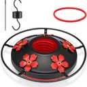 Geelin Hummingbird Feeder Base Replacement Parts Set Hummingbird Feeder Accessories Include Plastic Bottom, Moat Hook, Metal Top, Brush, Replacement Seal Ring, Black