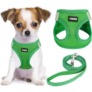 YIMEIS Dog Harness and Leash Set, No Pull Soft Mesh Pet Harness, Reflective Adjustable Puppy Vest for Small Medium Large Dogs, Cats (Green, X-Small (Pack of 1)
