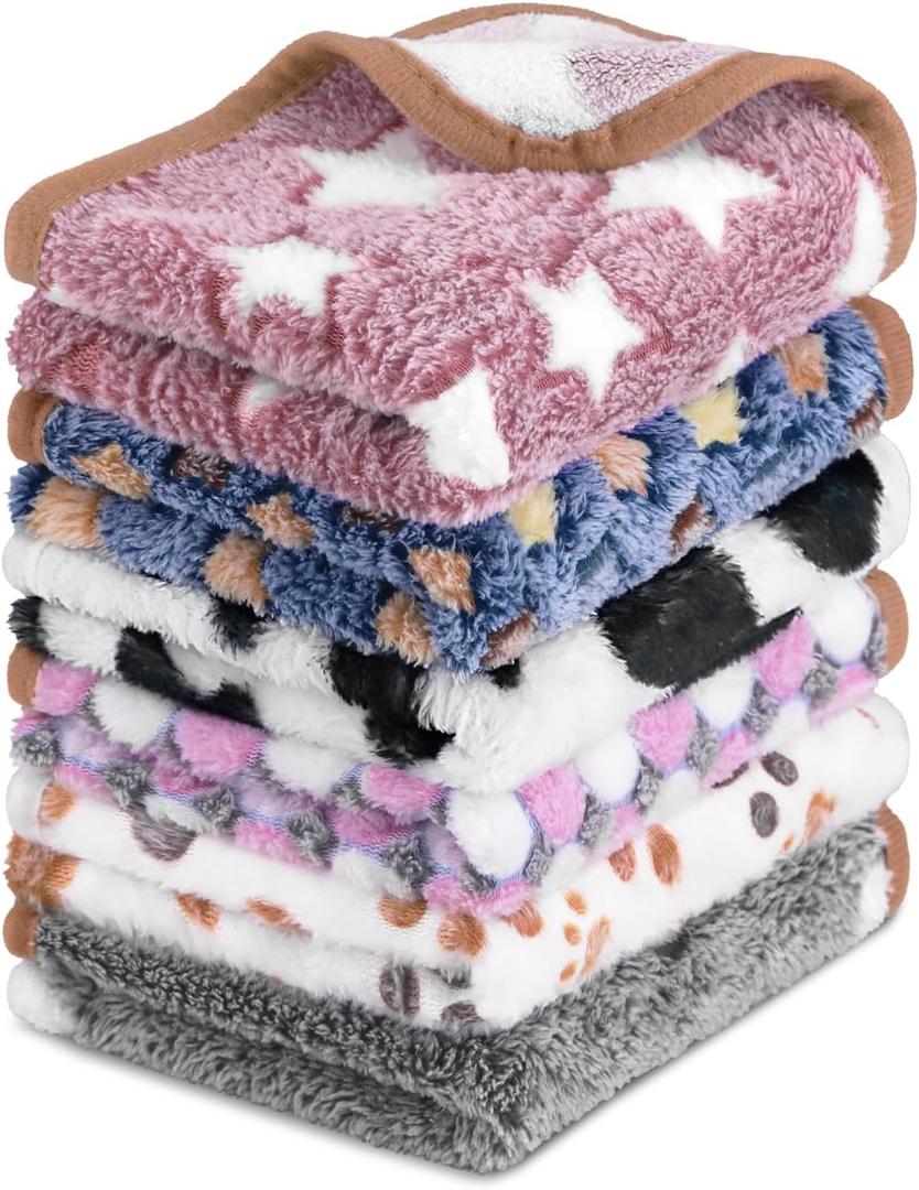 6 Pcs Dog Blanket Super Soft Pet Puppy Blankets Calming Blanket for Small, Medium Dogs Warm Sleep Mat Flannel Blanket for Dogs Puppy Cat (24"16") (White,purple,pink,light Gray,dark Gray,beige)