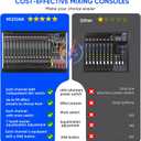 16 Channel Audio Mixer Professional Sound Mixing Board with 99 DSP Effects, 7-band EQ Digital DJ Mixer Console w/USB Bluetooth MP3 for Recording, Independent 48V Power & Mute Button