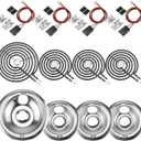 Silver Burner Drip Pans WB31T10010(6") WB31T10011(8") Electric Stove Burner Replacement WB30M1(6") WB30M2(8") WB17T10006 Terminal Block Compatible for G-E Hot-point Ken-more by MIFLUS