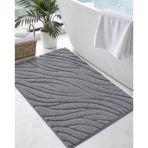 DEXI Bathroom Rugs 17x30, Extra Soft Absorbent Bath Mat, Non Slip Bathmat for Bathroom Floor, Machine Washable Rugs for Shower Floor, Dark Grey (1'5" x 2'6" (Rectangular))