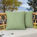 Kevin Textile Pack of 2 Outdoor Waterproof Pillow Covers Decorative Farmhouse Throw Pillow Covers Spring Checkered Couch Pillow Covers Spring for Patio Tent Bed Sofa Living Room 24x24 Inch Sage Green