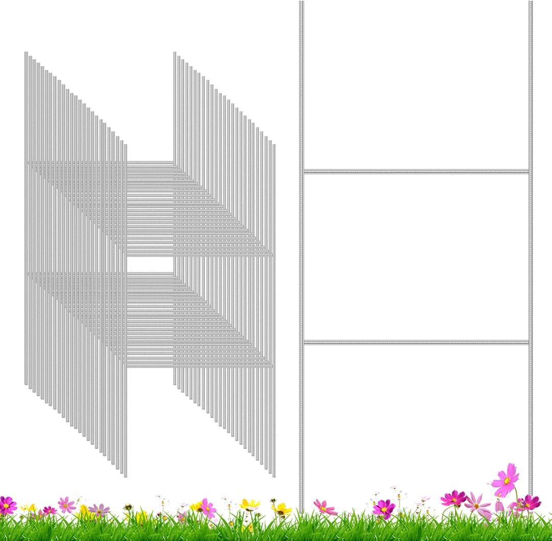 25 Pack Yard Sign Stakes, 24x10 Metal H-Stakes for Real Estate, Custom DIY Outdoor Signs