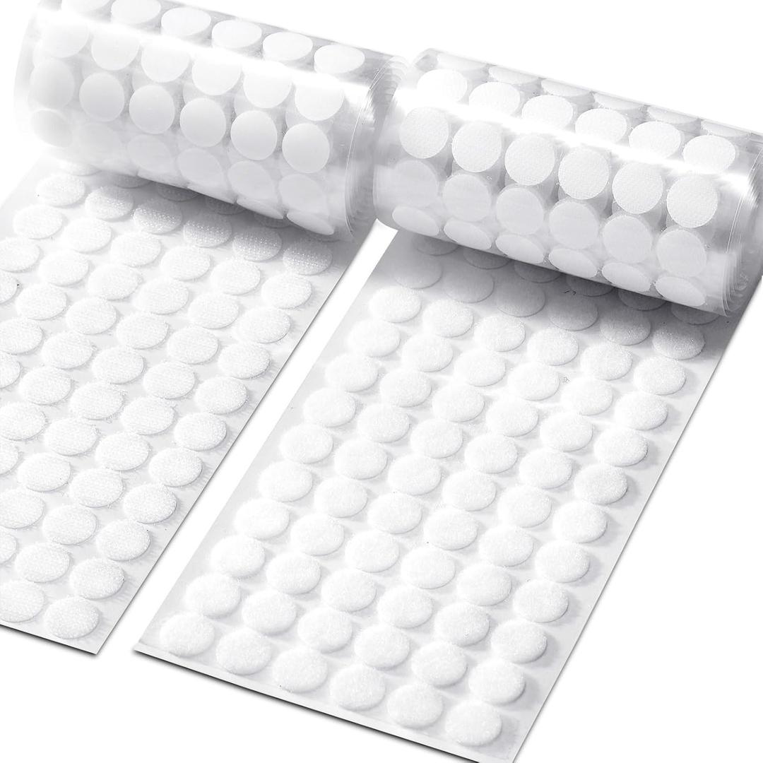 1000 Pcs (500 Pairs) 0.59inch Diameter Hook and Loop Fastener Self Adhesive Round Circle Sticky Sticker Dots for Arts and Crafts School Classroom Home and Office Use, White