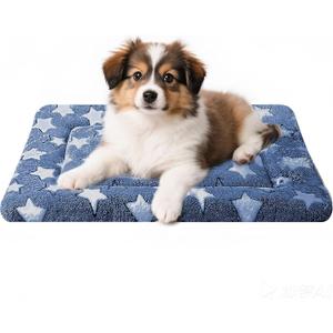 Dog Bed Mat - Comfortable Dog Kennel Pad, Multi-Purpose Crate Bed Mats for Dogs & Cats (NavyBlue&Stars, 24.0" L x 18.0" W x 1.5" Th)