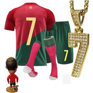 Soccer Jersey Kids,Soccer Jerseys for Boys,Kids Youth Jersey Shirt Socks Soccer Shirt G_ift Kit Set (7-8 Years, Red)