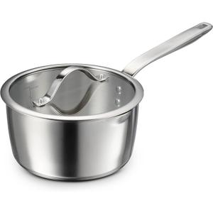 Tramontina Tempo Tri-Ply Base Stainless Steel 3-Quart Sauce Pan with Glass Lid, Induction-Ready Saucepan, Oven-Safe, Dishwasher-Safe