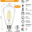 40 Watt Light Bulbs, E26 Bulb, 4000K Cool White 4W LED Edison Bulbs, Flickering Free, 90 High CRI, 450LM, Not Dimmable, Pack of 12