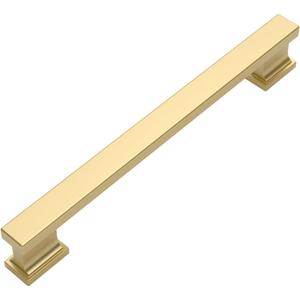 Amerdeco 6 Pack Brushed Gold Cabinet Pulls 5 Inch(128mm) Hole Center Kitchen Cabient Hardware Gold Cabinet Handles Drawer Pulls ZH0013