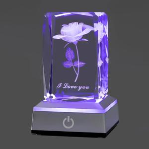 hochance 3D Rose Crystal Multicolor Nightlight - I Love You Decolamp,Mothers Day Gifts Ideas for Mom Wife from Daughter Husband,Valentines Anniversary Birthday Presents for Girlfriend Couple Her