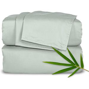 Pure Bamboo King Sheets, Genuine 100% Organic Viscose Derived from Bamboo Bed Sheet Set, Luxuriously Soft & Cooling, Double Stitching, 2 Year Quality Promise (King, Sea Glass)