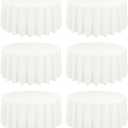 6 Pack Ivory Round Tablecloths - 90 Inch, Polyester Table Cover, Stain and Wrinkle Resistant Washable Fabric Table Cloth, Perfect for Wedding Banquet Parties