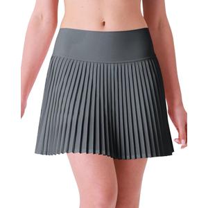 Pleated Tennis Skirts Womens Athletic Golf Skorts Workout Skirt with 2 Pockets on Liner Shorts Grey M