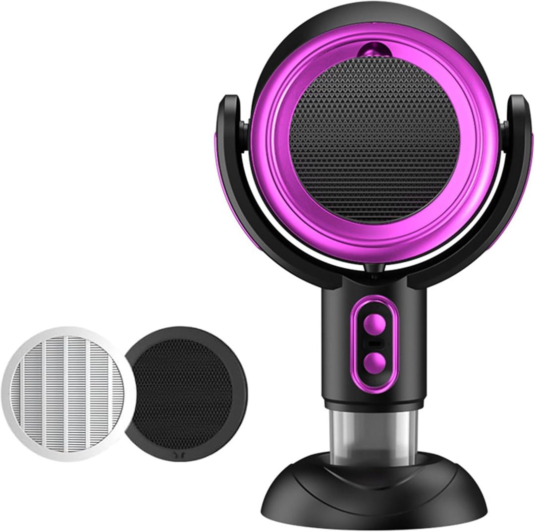 PuffHide Purifier & odor Away Purifier Fan Portable Rechargeble Adjustable Angle Puff-Hide odor Fan, Tabletop odor Purifier Filters for Removes odor (Black Purple)