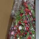 2 Pack 20'' Valentines Day Swag Wreaths for Front Door Valentines Teardrop Wreath Artificial Red Pink Heart Shaped Berries Hanger with Ribbon Gift Farmhouse Hanging Decor for Outdoor Window Wall (2)