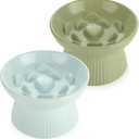 STARVAST 2 Pack Ceramic Slow Feeder Cat Bowl, Elevated Slow Feeder Cat Bowl, Anti Vomiting & Choking Cat Slow Feeder, Raised Cat Bowl Slow Feeder for Dry and Wet Food, Spill-Proof and Easy to Clean