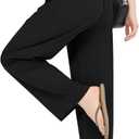 JEKAOYI Womens Casual Pants Breathable Stretchy Pull On High Waisted Straight Leg Trousers for Summer (Black, XL)