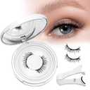 Magnetic Eyelashes 1 Pair Reusable Magnetic Eyelashes with Applicator, No Adhesive Required, Natural-Looking Eyelashes, Eyelash Curler Set, Easy to Wear and Remove