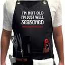 Chef Apron for Kitchen Work multiple Pockets for Cooking Baking BBQ Funny Apron Christmas Thanksgiving Birthday Gifts (Black)