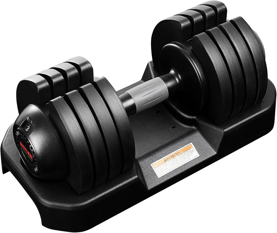 52LBS Single Adjustable Dumbbells Set Premium Rubber Coated Dumbbell Set with Secure Locking Mechanism for Safe & Customizable Strength Training
