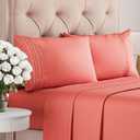 Queen Size 4 Piece Sheet Set - Comfy Breathable & Cooling Bed Sheets Set - Hotel Luxury Bedding for Women, Men, Kids, Teens, Boys & Girls - Deep Pockets, Ultra-Soft, Wrinkle Free - Oeko-Tex - Coral