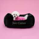 Juicy Couture Crown Bling Black Pet Bed for Dogs and Cats - Small 24" x 14" x 8"