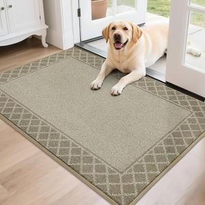 BEQHAUSE Door Mat Indoor Entrance Dirt Trapper Rugs for Entryway Non Slip Welcome Mat Absorbent Floor Mat Low Profile Washable Front Doormat for Dirty Paws, 32" x 48", Beige