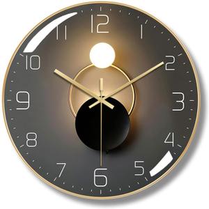 Ergocar Wall Clock, Art Deco Wall Clock, Non-Ticking Silent Modern Metal Wall Clock, Suitable for Living Room, Bedroom, Office,Study Room,
