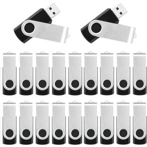 128MB Flash Drive Bulk USB Flash Drives 20 Pack, USB 2.0 Thumb Drive Photo Stick Jump Drives with Lanyards, Swivel Memory Stick Pendrive Zip Data Storage and Backup Flashdrive for Computer
