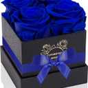 4-Piece Preserved Roses in a Box, Preserved Flowers, Roses Gift for Her, Royal Blue