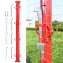 6ft Woven Wire Fence Stretcher Bar with 7 Wedges, Heavy-Duty Carbon Steel Fence Stretcher Tool Wire Puller, Red Anti-Corrosion Coating, 6.67ft Length, Ideal for Farms, Ranches & Outdoor Fencing