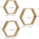 YBING Hexagon Floating Shelves Wall Mounted Farmhouse Wood Storage Honeycomb Wall Shelf Set of 6 Hexagonal Shelves Wall Home Decor Hexagon Shelves for Living Room Bedroom Office, Light Brown