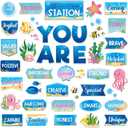 45 Pcs Ocean Affirmation Station Bulletin Board Set Motivational Posters Classroom Mirror Growth Mindset Decor Positive Affirmations Accents Cutouts for School Office Home Teacher Wall