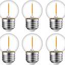 Tsunetani-G40/G12.5 LED Filament Mini Globe Light Bulbs 0.5W Equivalent to 5 Watt Incandescent - E26 Medium Base 2700K Warm White for Home Decorate 50Lumens - 6Pack (Clear Glass)