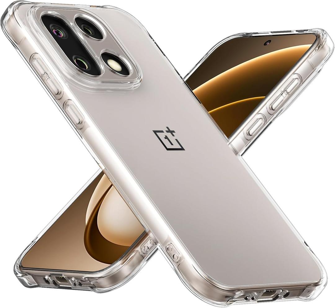 Cresee Case for OnePlus 15, Clear Phone Cover with Reinforced Corner Bumper Camera Protection Slim Fit Shockproof Flexible TPU Case for OnePlus 15 - Transparent