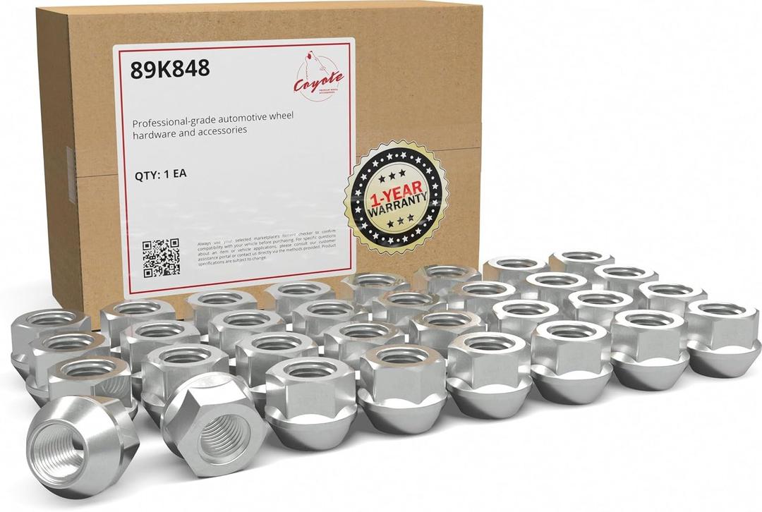 Wheel Accessories Parts 32 Pcs M14x1.5 14x1.5 Thread Open End Bulge Acorn 21mm 0.83" Long Lug Nuts Zinc 7/8" 22mm Hex Fits Chevy Silverado GMC Sierra 2500 3500 Ford F250 F350 RAM 2500 3500 (Chrome)