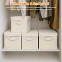 ShellKingdom Storage Bins, Foldable Fabric Storage Cubes with Lid, Clothes Storage Organizer Drawer For Closet Toys Storage, 10.5 X 10.5 X 11 INCH, 2 Pack (Beige)