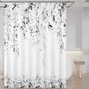 Grey Eucalyptus Leaves Shower Curtain for Bathroom: Aesthetic Art Watercolor Plant Shower Curtains Sets with Hooks, Waterproof Fabric Decor 60x72 inches. (60''W72''L(Pack of 1))