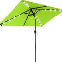 AreShark 6.5' x 10' Rectangular Patio Umbrella with Solar Lights, Solar Powered Lighted Market Umbrella w/Tilt and Crank, Outdoor Table Umbrella for Garden, Deck, Backyard, Pool, Apple Green
