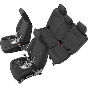 GIANT PANDA Neoprene Seat Covers for Jeep Wrangler JL 4-Door (2018-2026), Neoprene Waterproof Seat Covers W Armrest Cover, Foam Padded for Full Set (Black)