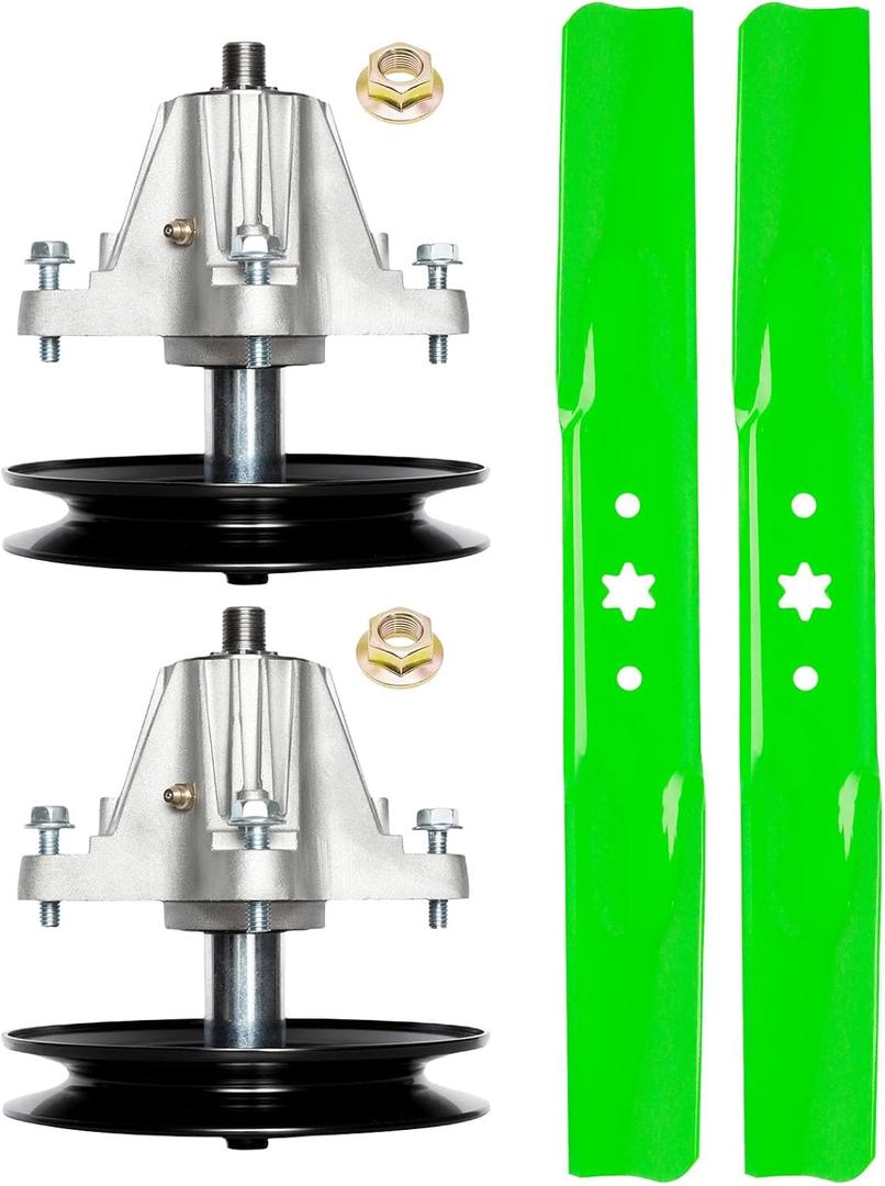 Mower Deck Rebuild Kit Compatible with MTD Cub Cadet 42 Troy Bilt Includes (2) 618-04822 918-04822 Spindle (2) 742-04308 742-04312 Blades (2 spindle+2 Blade)