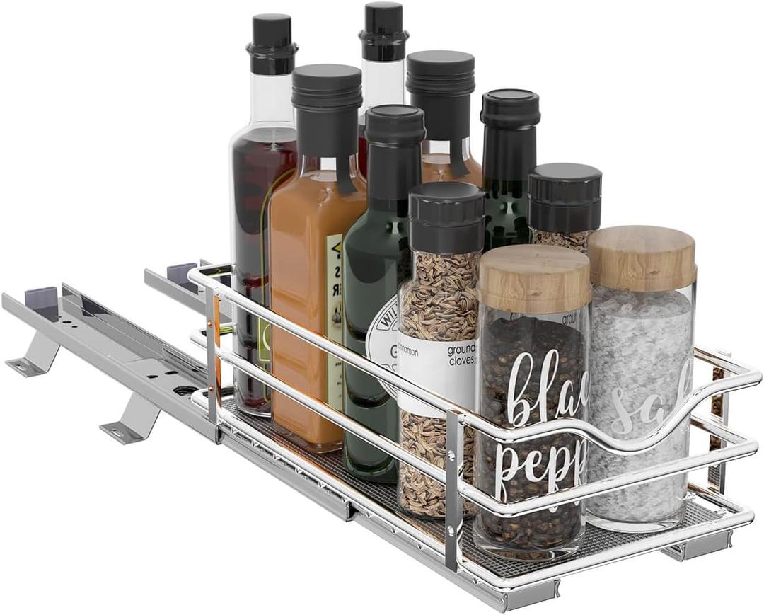 OCG Pull Out Spice Rack Organizer8.3" W x 10.4" D for Cabinet, Slide Out Seasoning Organizer Fits Spices, Sauces, Cans etc