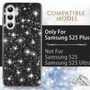 Silicone Case for Samsung Galaxy S25 Plus 5G Case Glitter Sparkle Bling, Hybrid Matte Back Case High Impact Heavy Duty Shockproof Protective Cover for Samsung S25 Plus Cute Case for Women (Black)